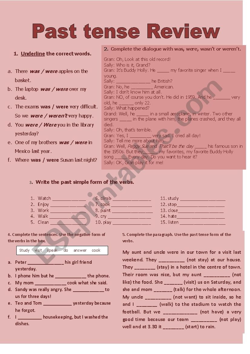 simple past worksheet to practice