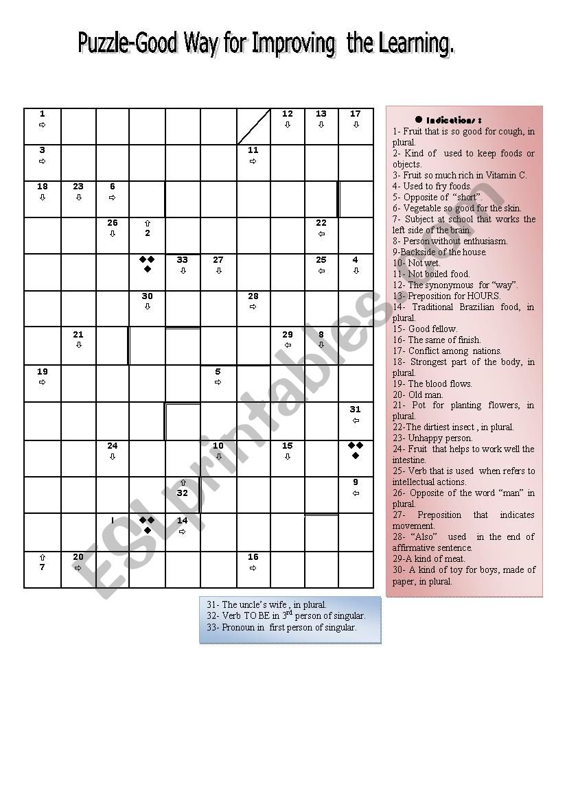 Puzzle- vocabulary studies worksheet