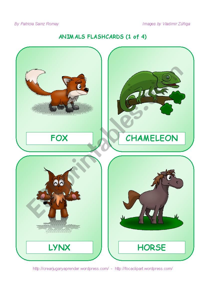 ANIMALS FLASHCARDS (1 OF 4) worksheet