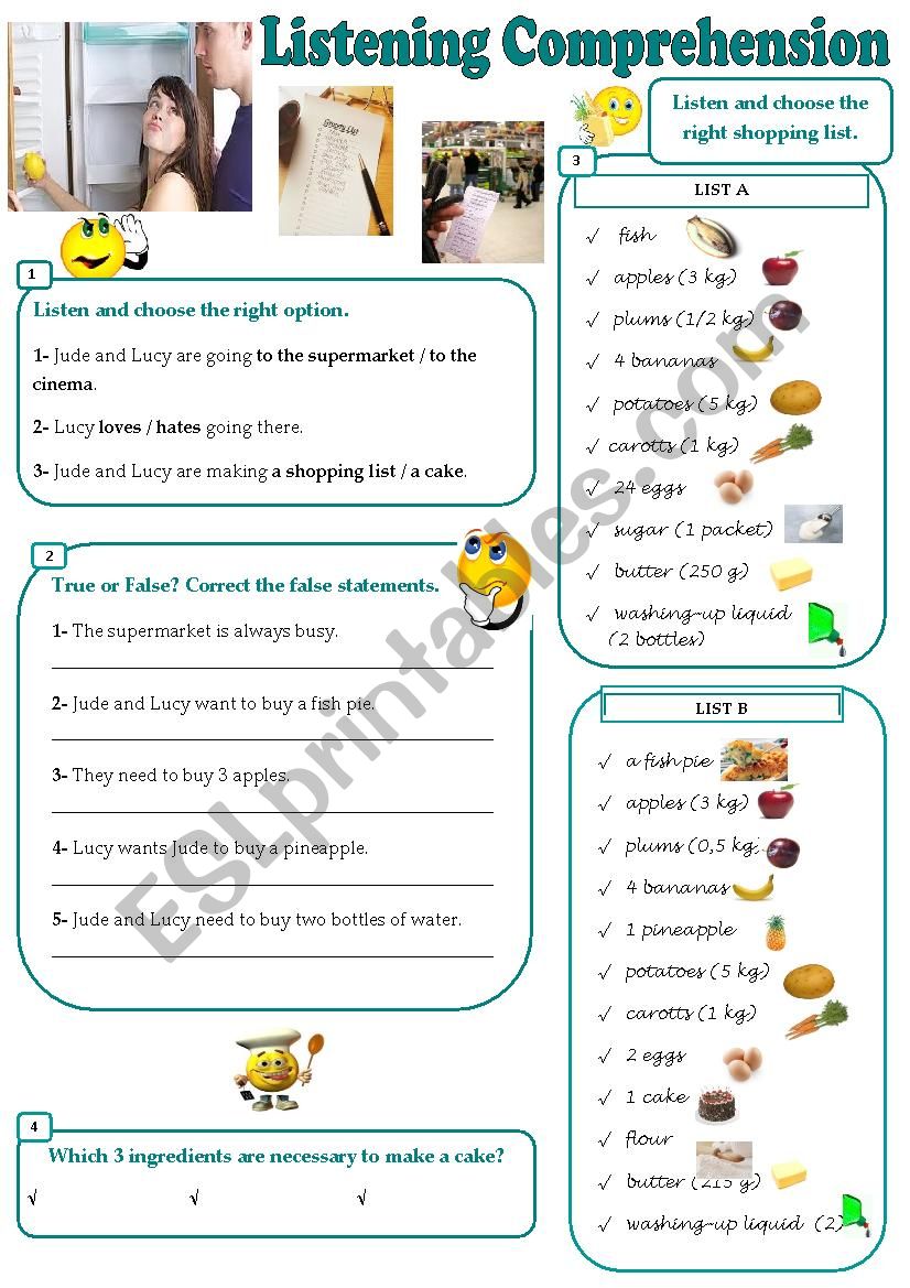 Making a Shopping List - Listening Comprehension