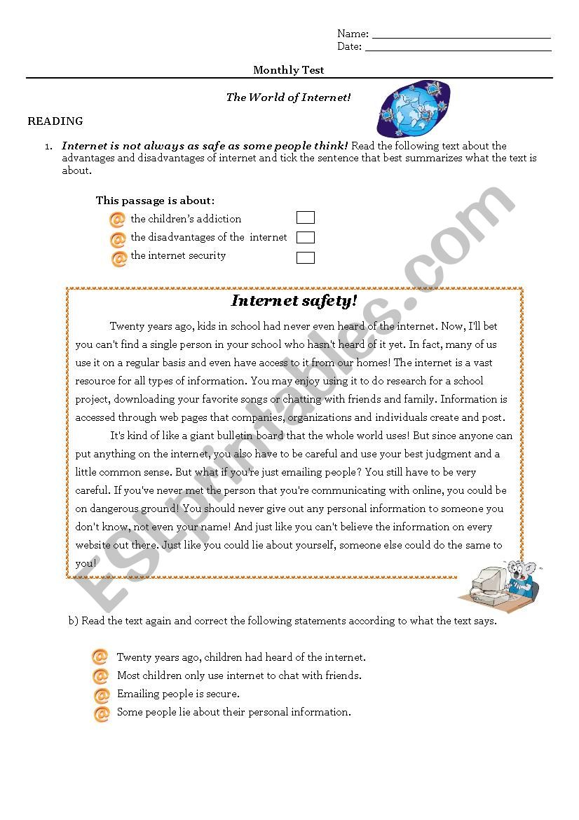 Monthly Exam - Present Perfect tense