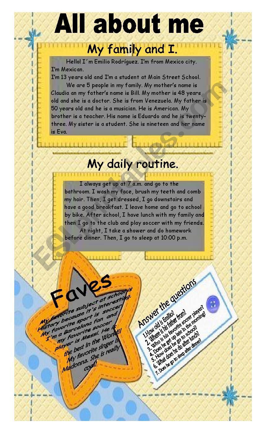 ALL ABOUT ME- PERSONAL INFORMATION-FAVES-ROUTINES