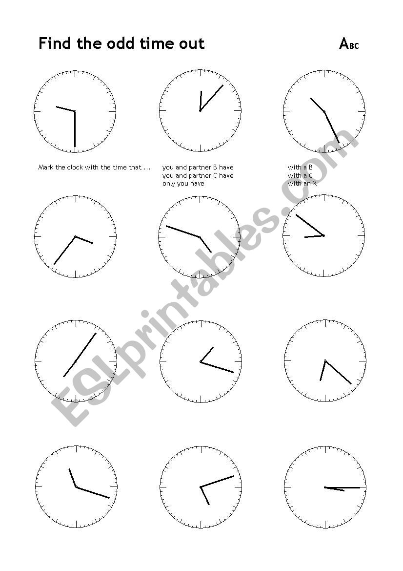 Find the odd time worksheet