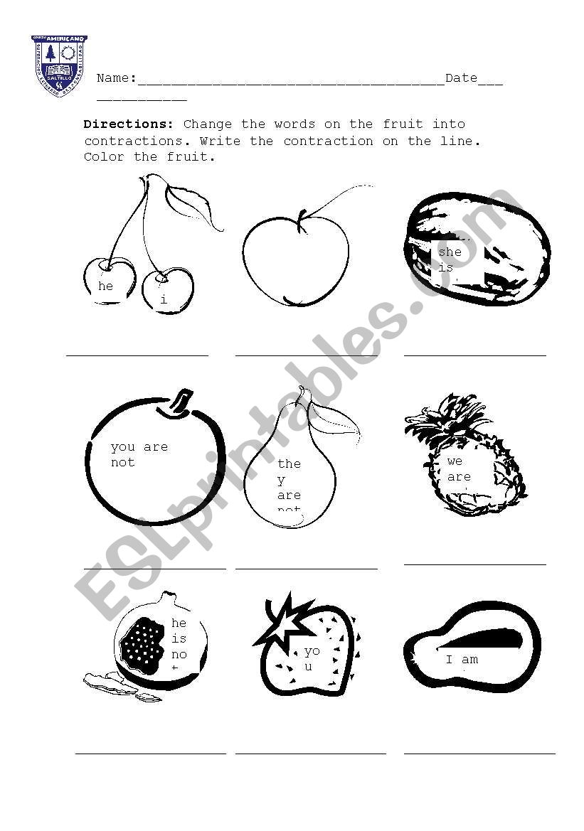 Contracions worksheet