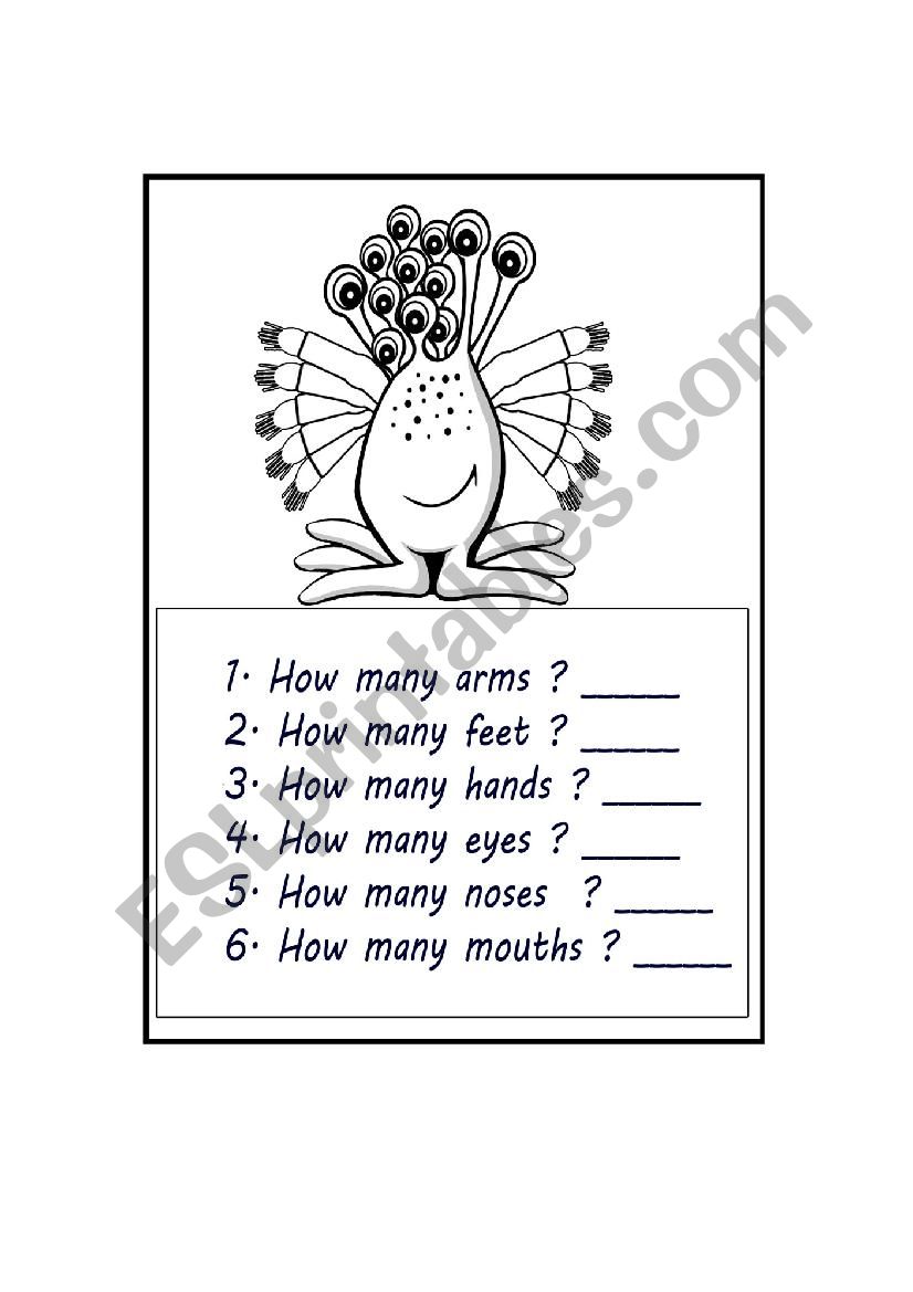 body and numbers worksheet