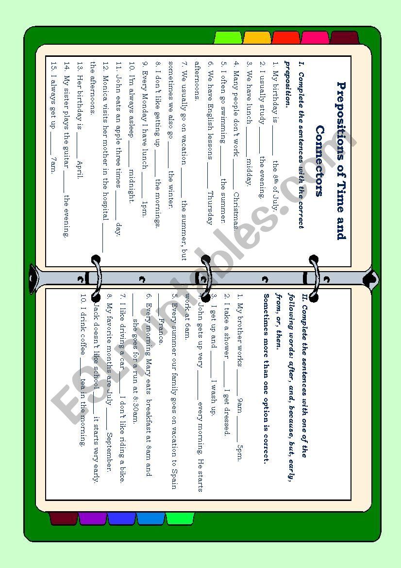 Prepositions of Time and Connectors