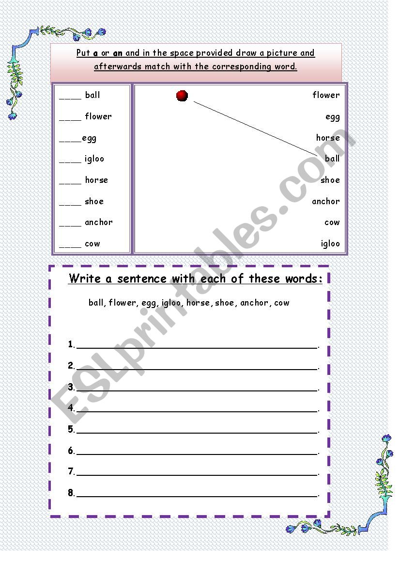 Sentences worksheet