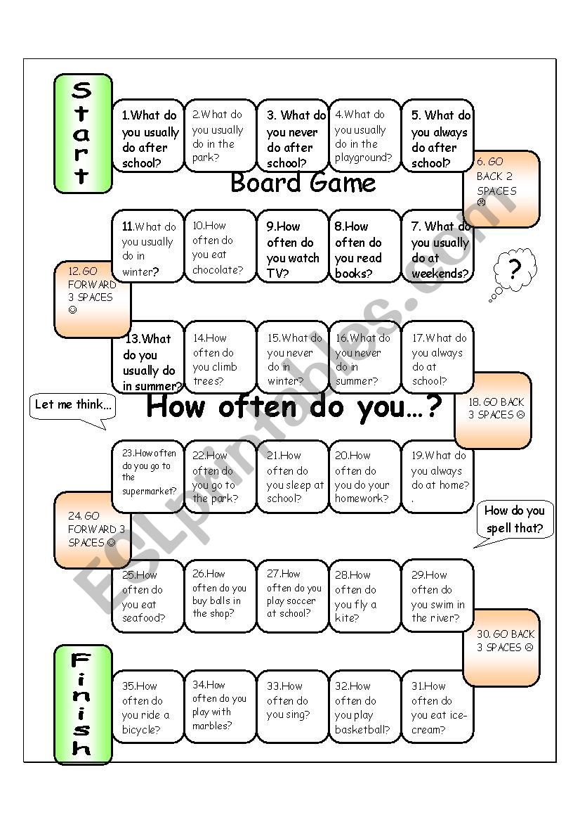 board game adverbs of frequency