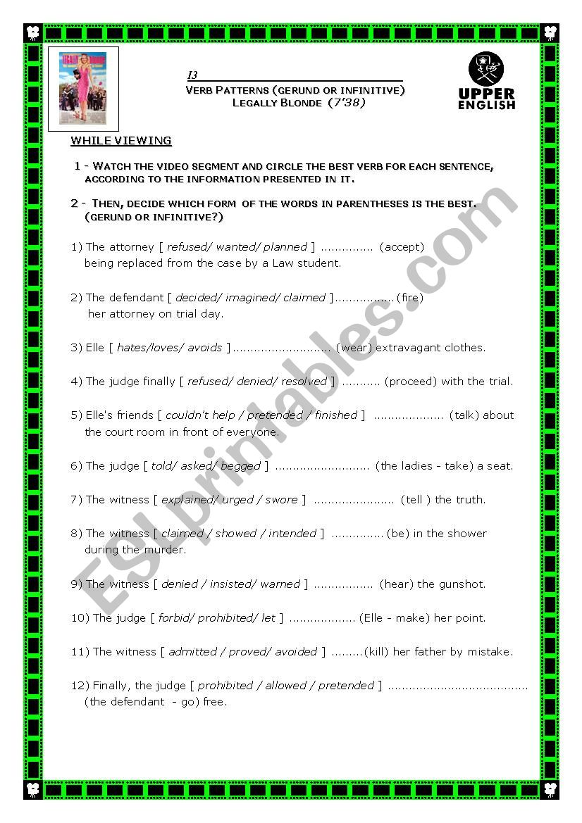 legally blond worksheet