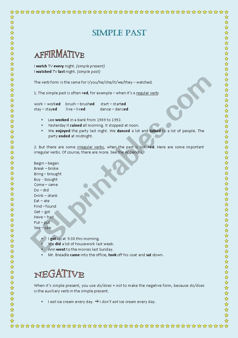 Simple Past worksheet