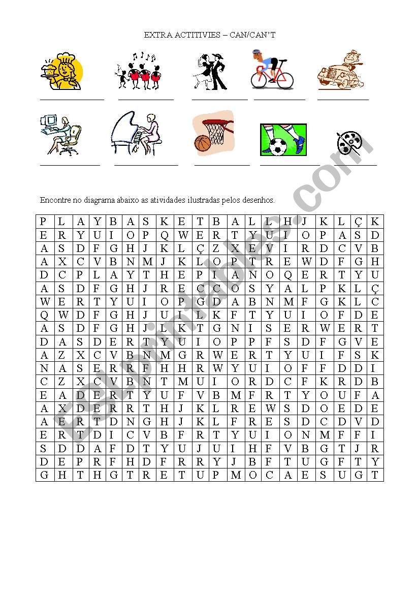 Can/Cant for abilities worksheet