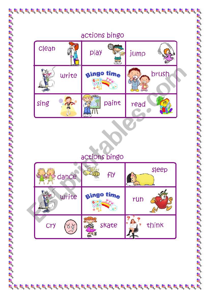 Bingo time! Action verbs (1/2)