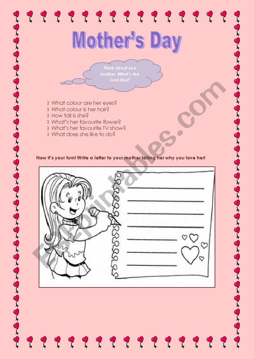 Mothers Day worksheet