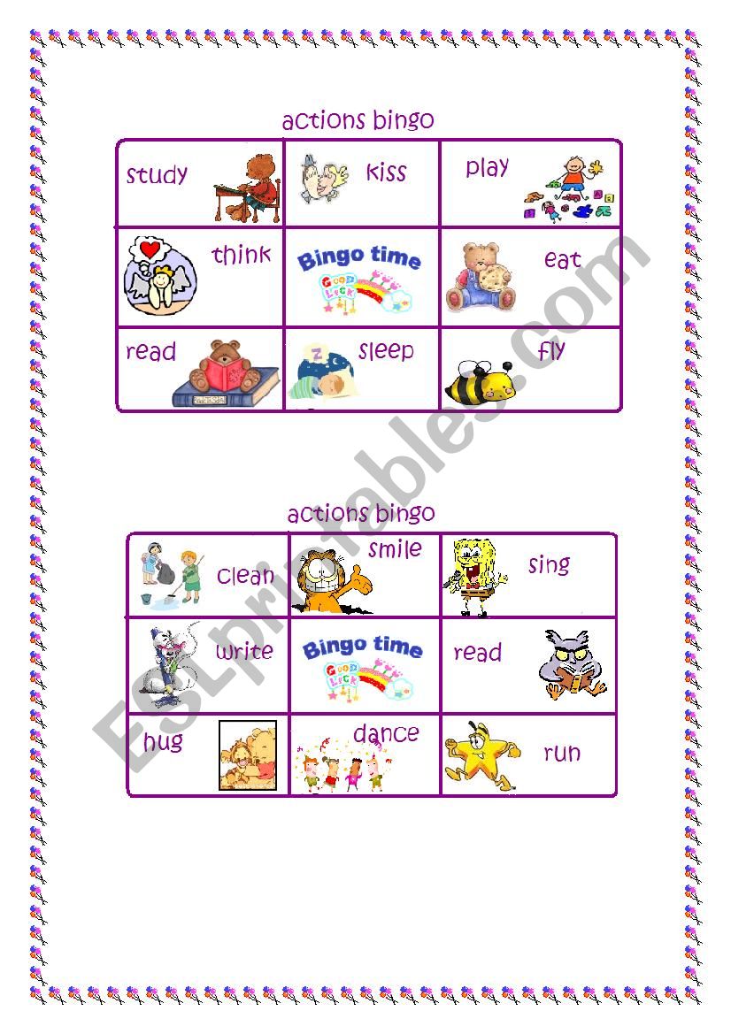 Bingo time! Action verbs (2/2)