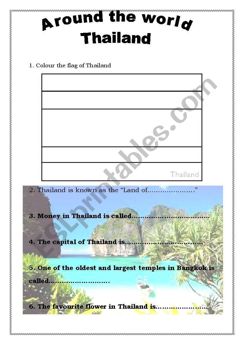 Around the world 4 - Thailand worksheet