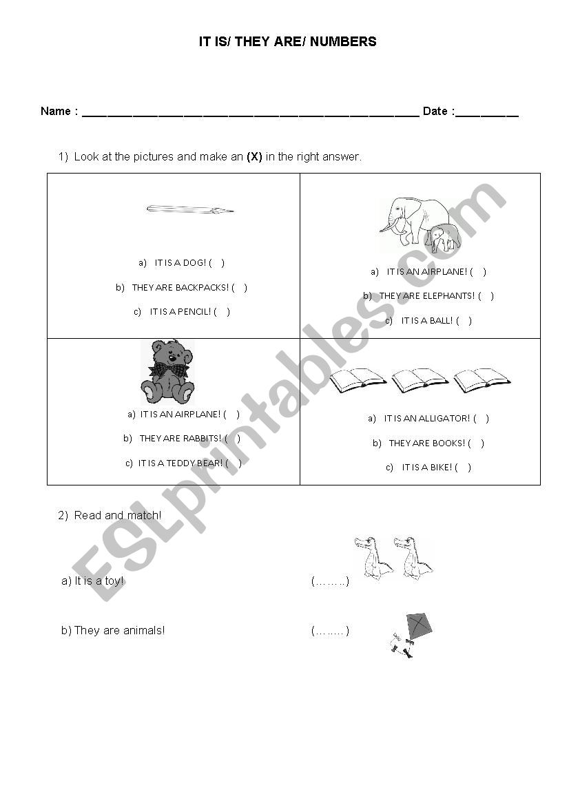 It is/ They are/ numbers worksheet