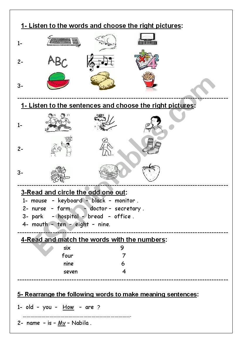 Exercise for primary pupils worksheet