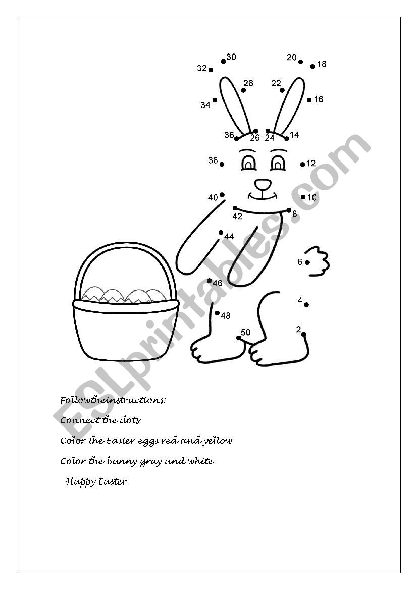 Easter bunny and its eggs worksheet