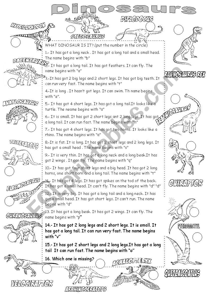 DINOSAURS worksheet