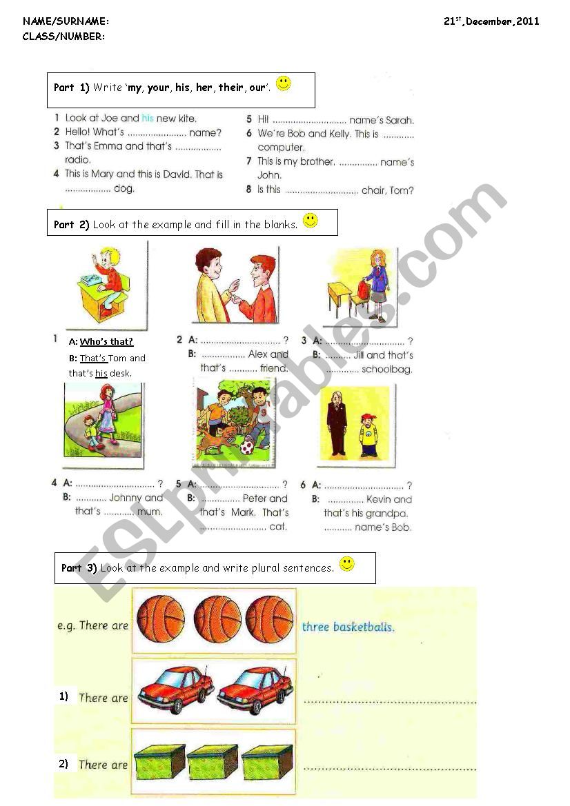 possesives,plurals,opposites worksheet