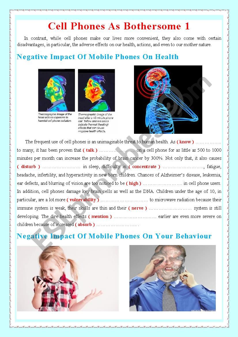 Cell Phones As Bothersome1 worksheet