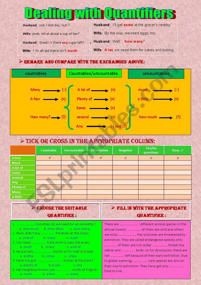 Dealing with Quantifiers worksheet