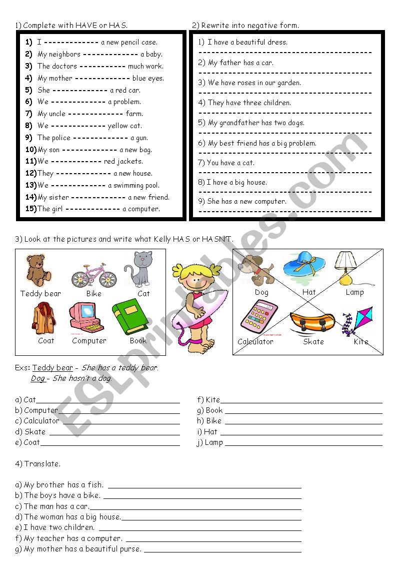 HAVE-HAS worksheet