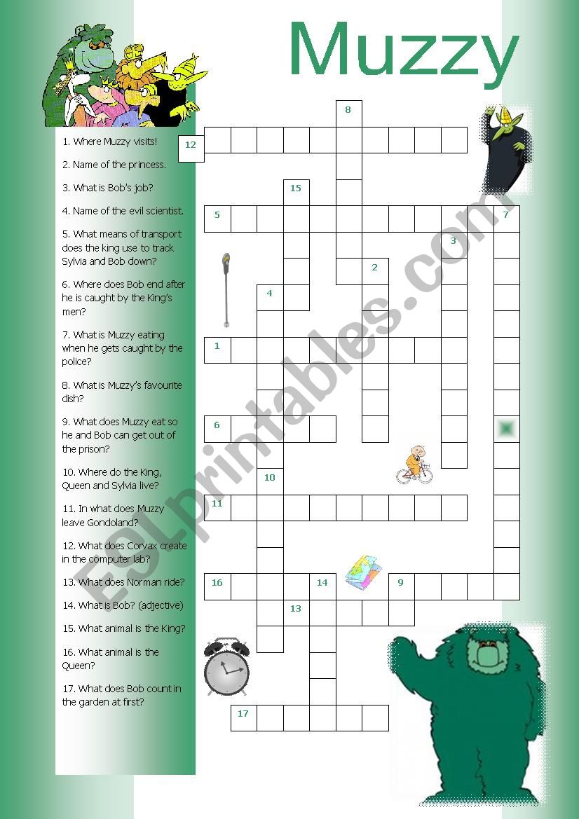 Muzzy Crossword worksheet