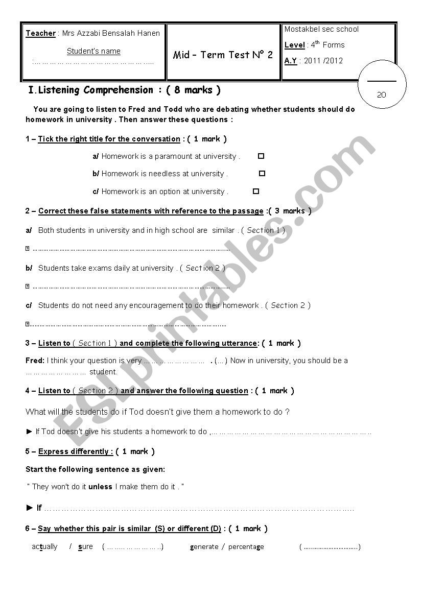 mid term test 2 worksheet