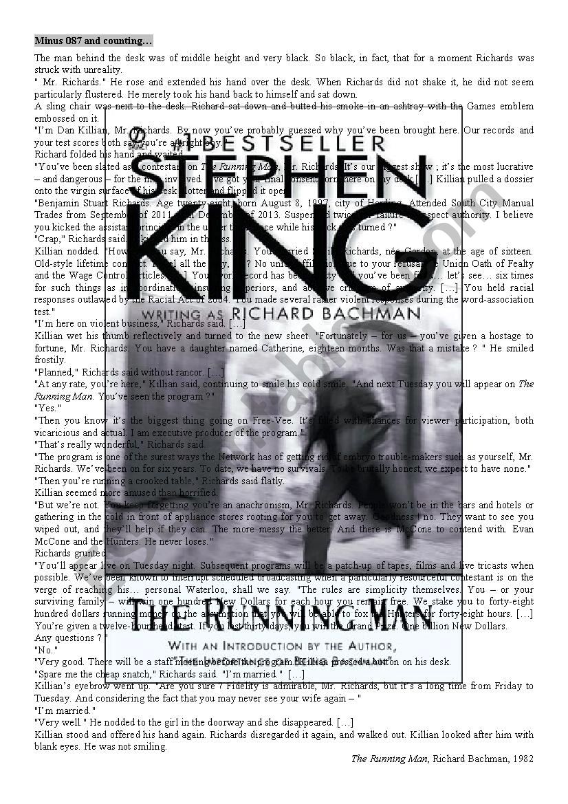 The Running Man - Written Comprehension