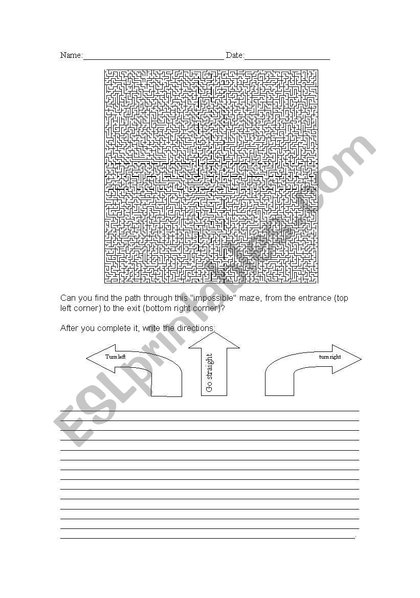 Maze worksheet