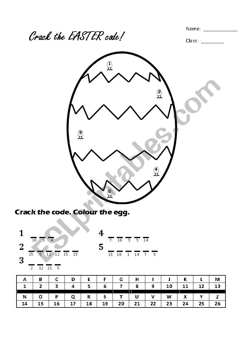 Crack the Easter Code worksheet