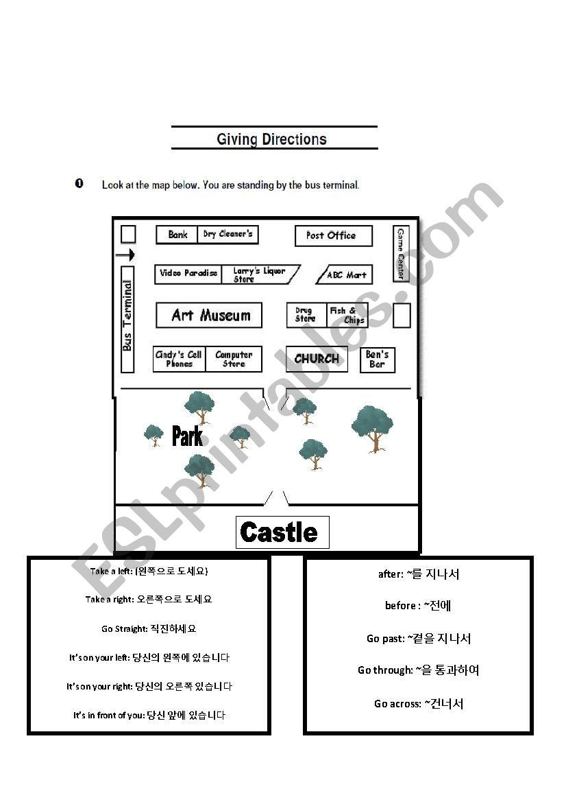 giving directions worksheet