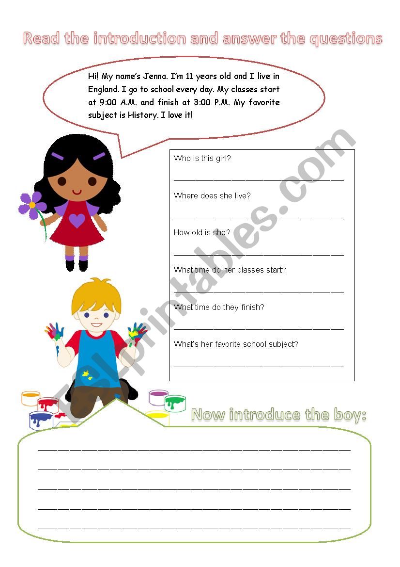 Introductions worksheet