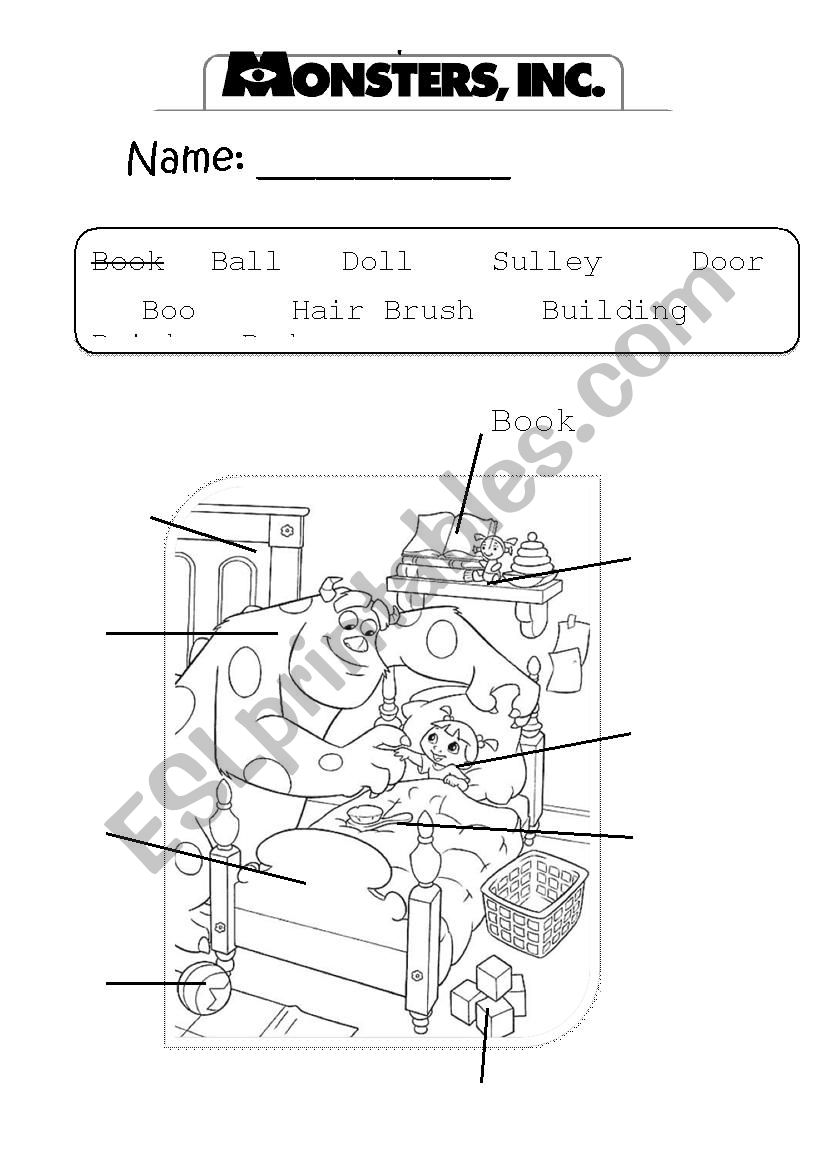 Monsters Inc. Bedroom worksheet