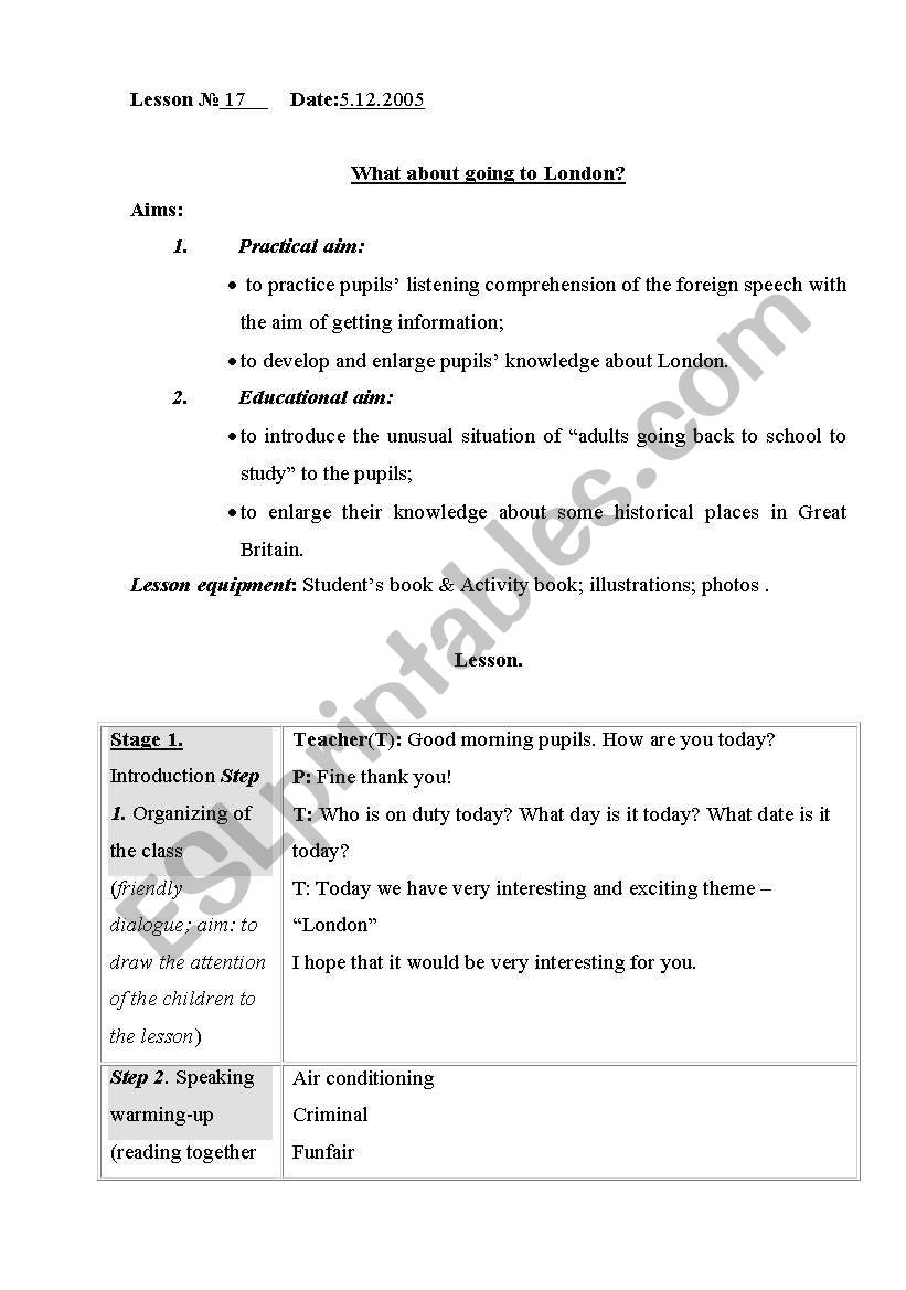 London worksheet