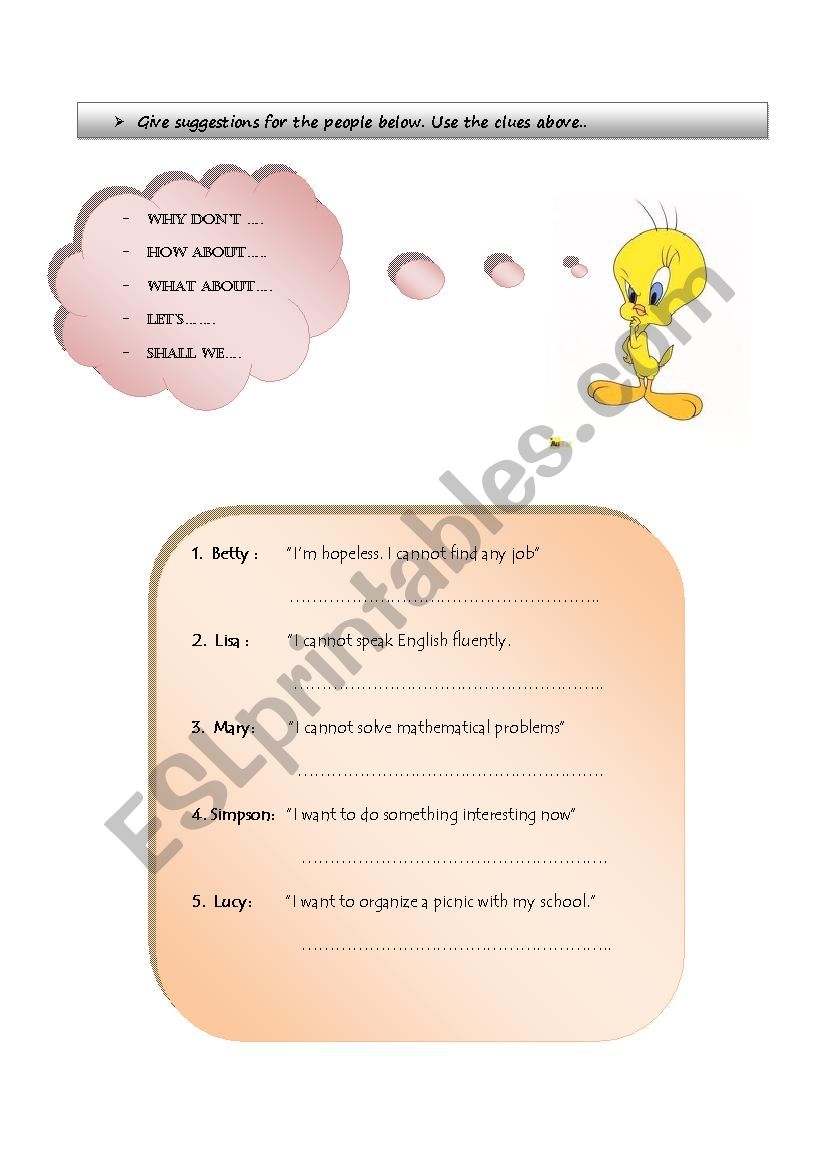 SUGGESTION worksheet