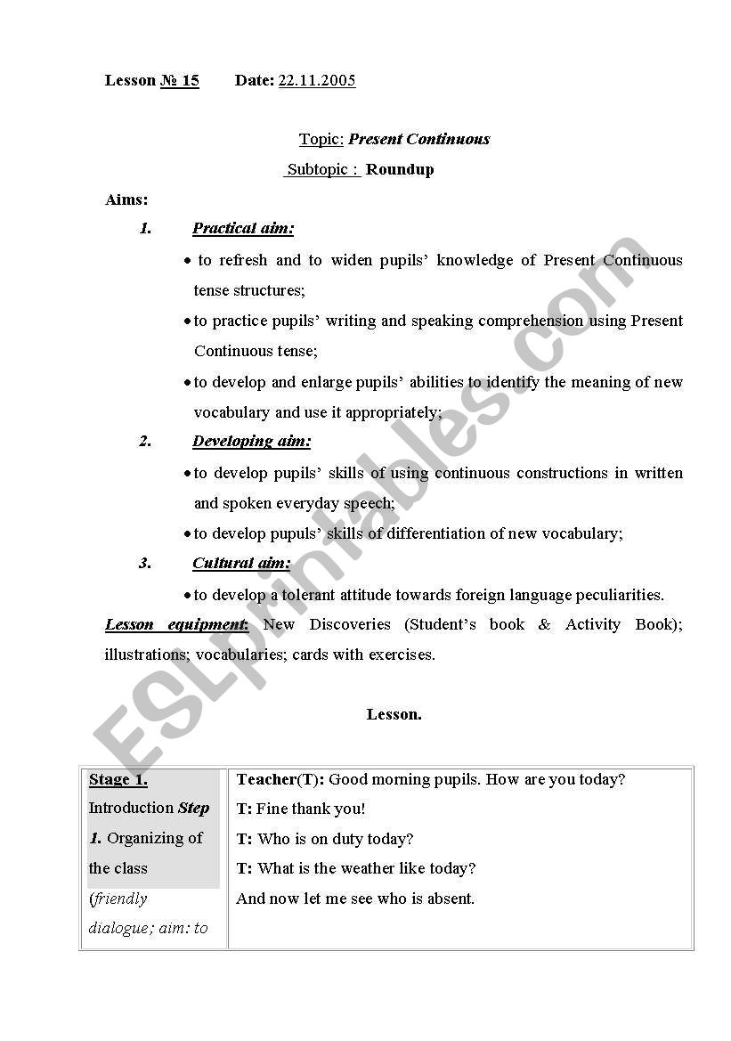 Present Continuous  worksheet