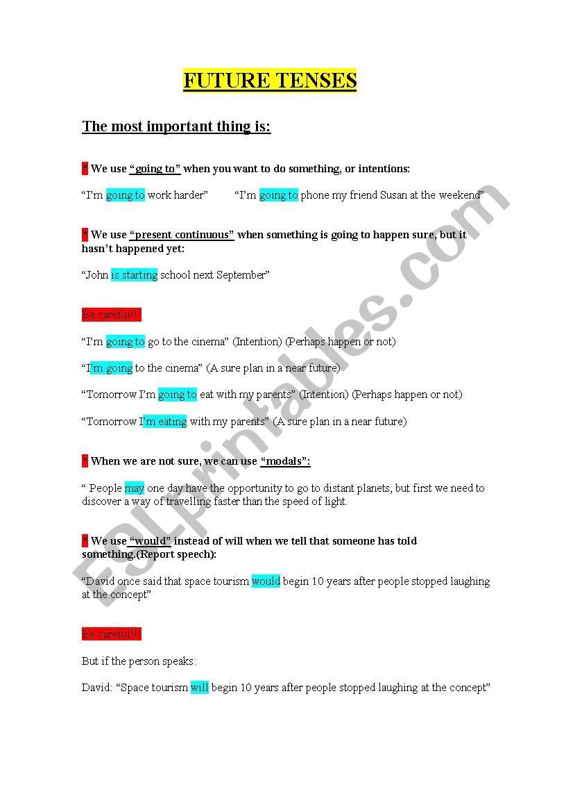 FUTURE TENSE worksheet