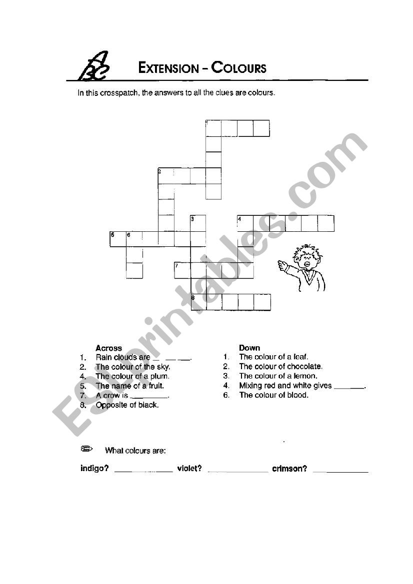 Crossword Colours worksheet