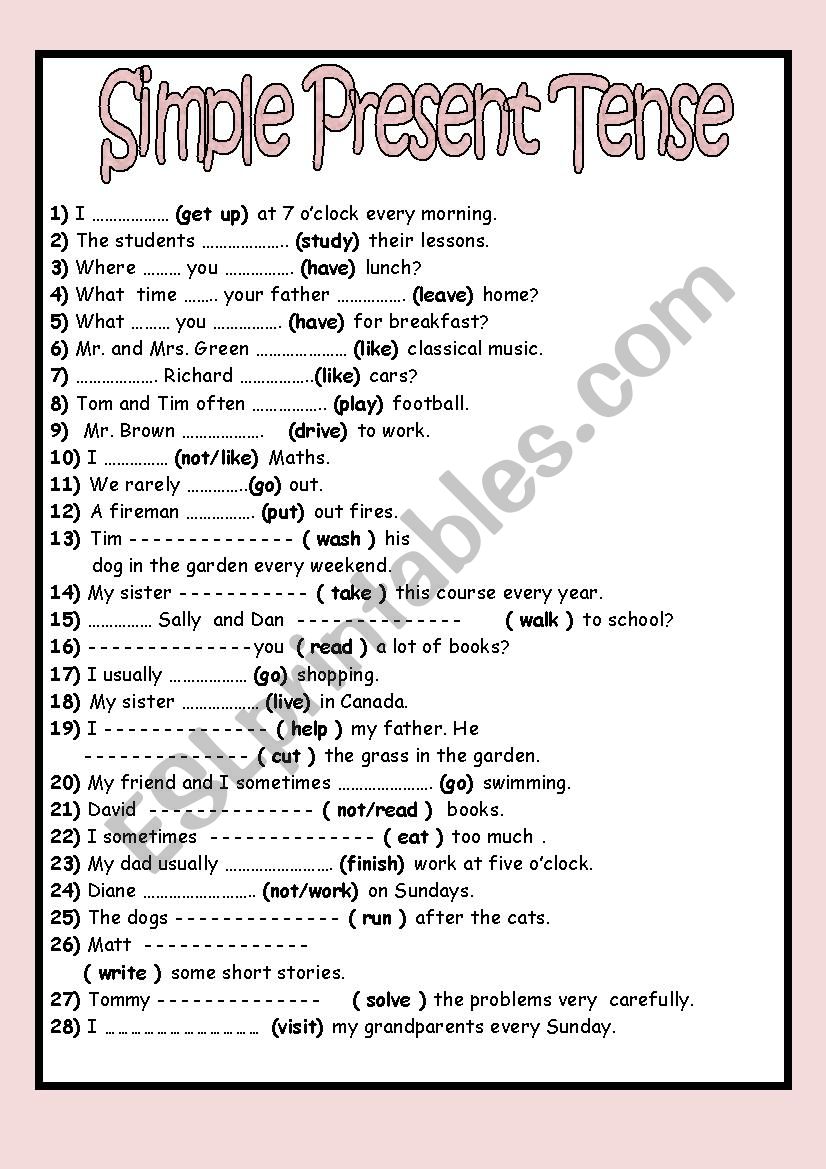 Simple Present Tense worksheet