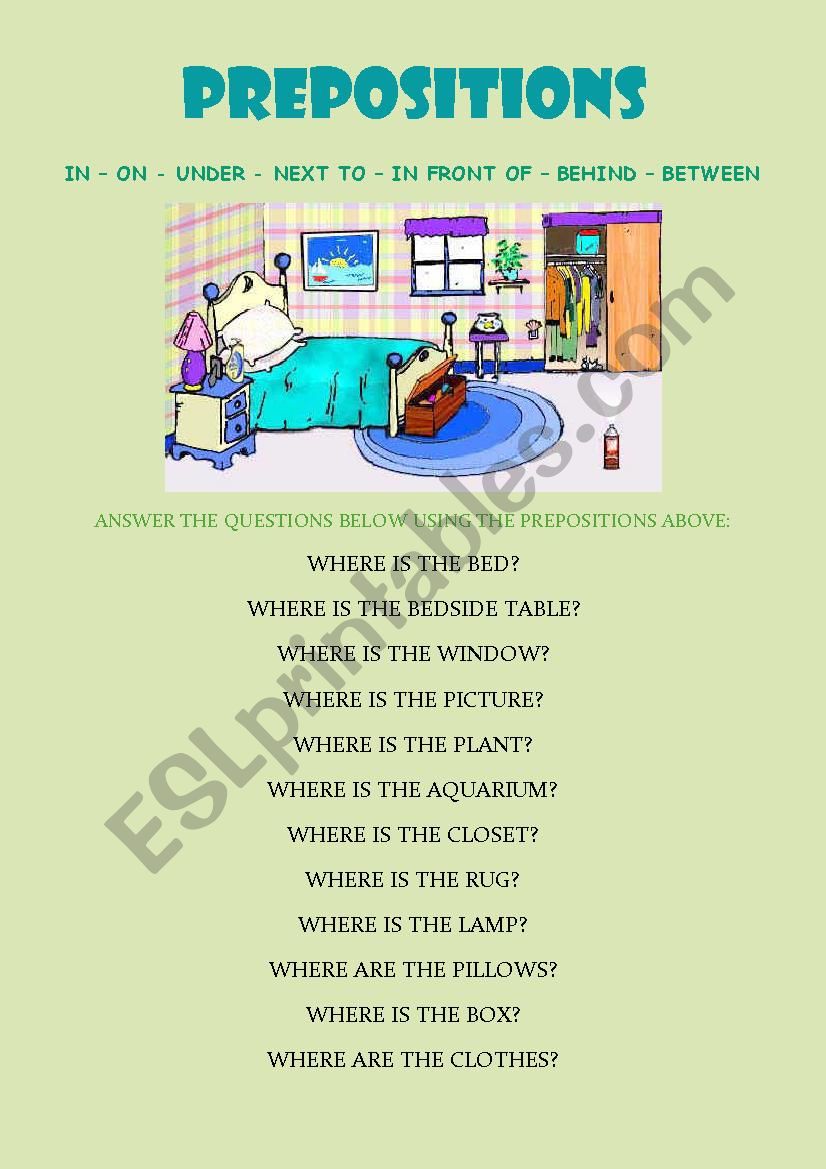 Preposition Exercises + Answer Key