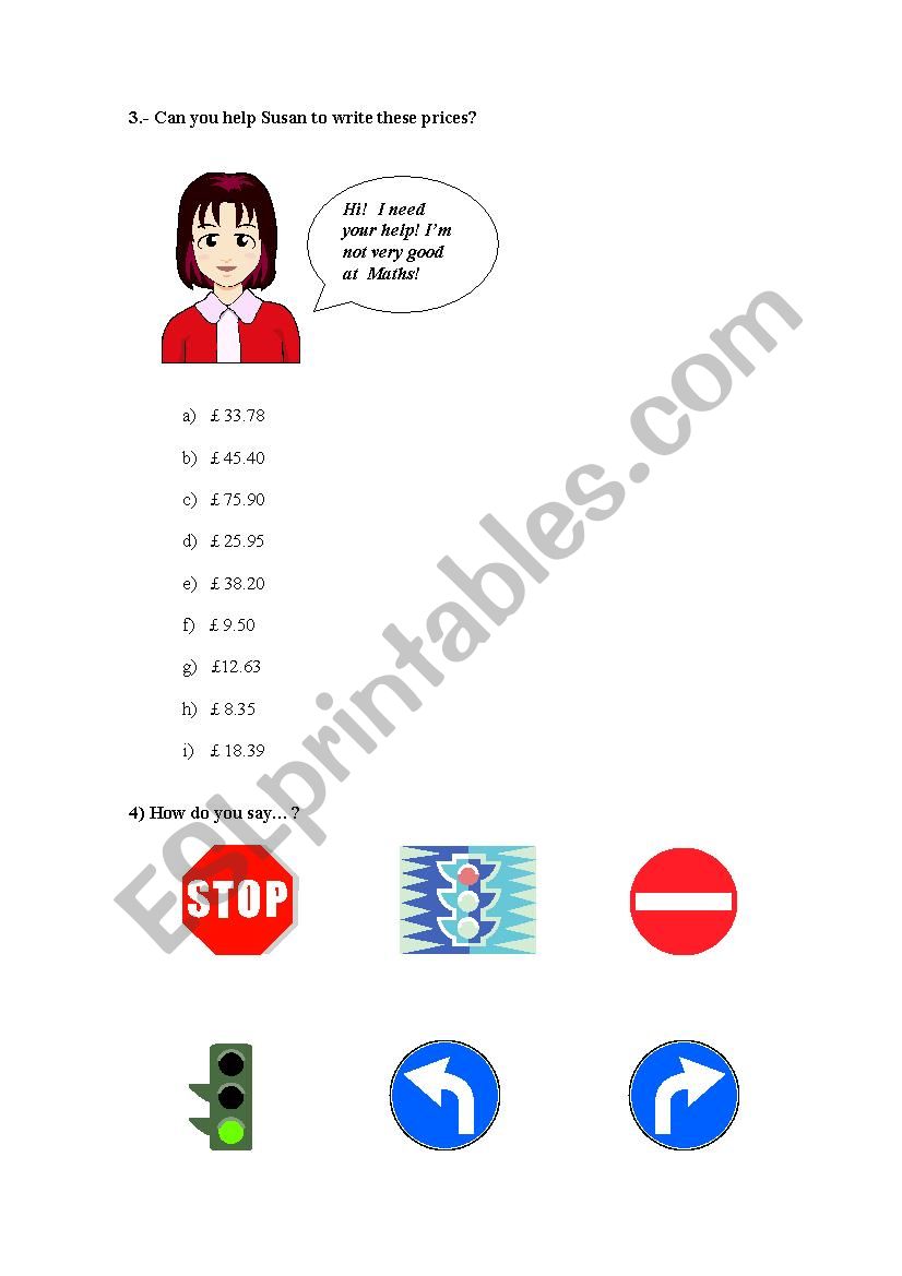 Revision: prices and traffic signs