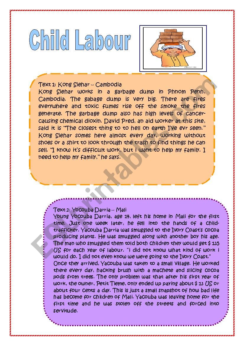 Child Labour worksheet