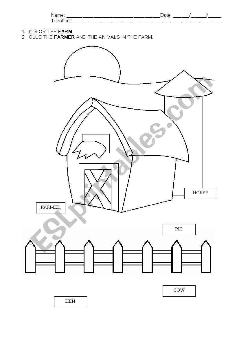 Farm animals worksheet