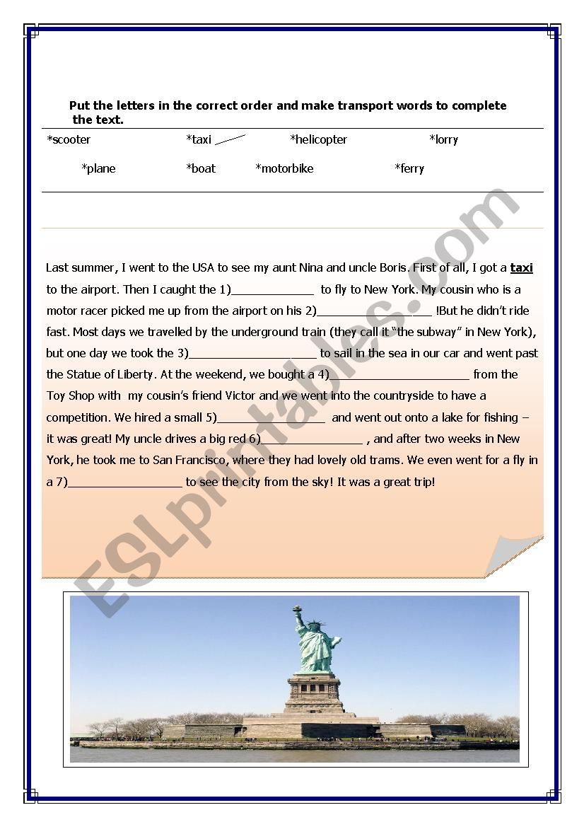 transport worksheet