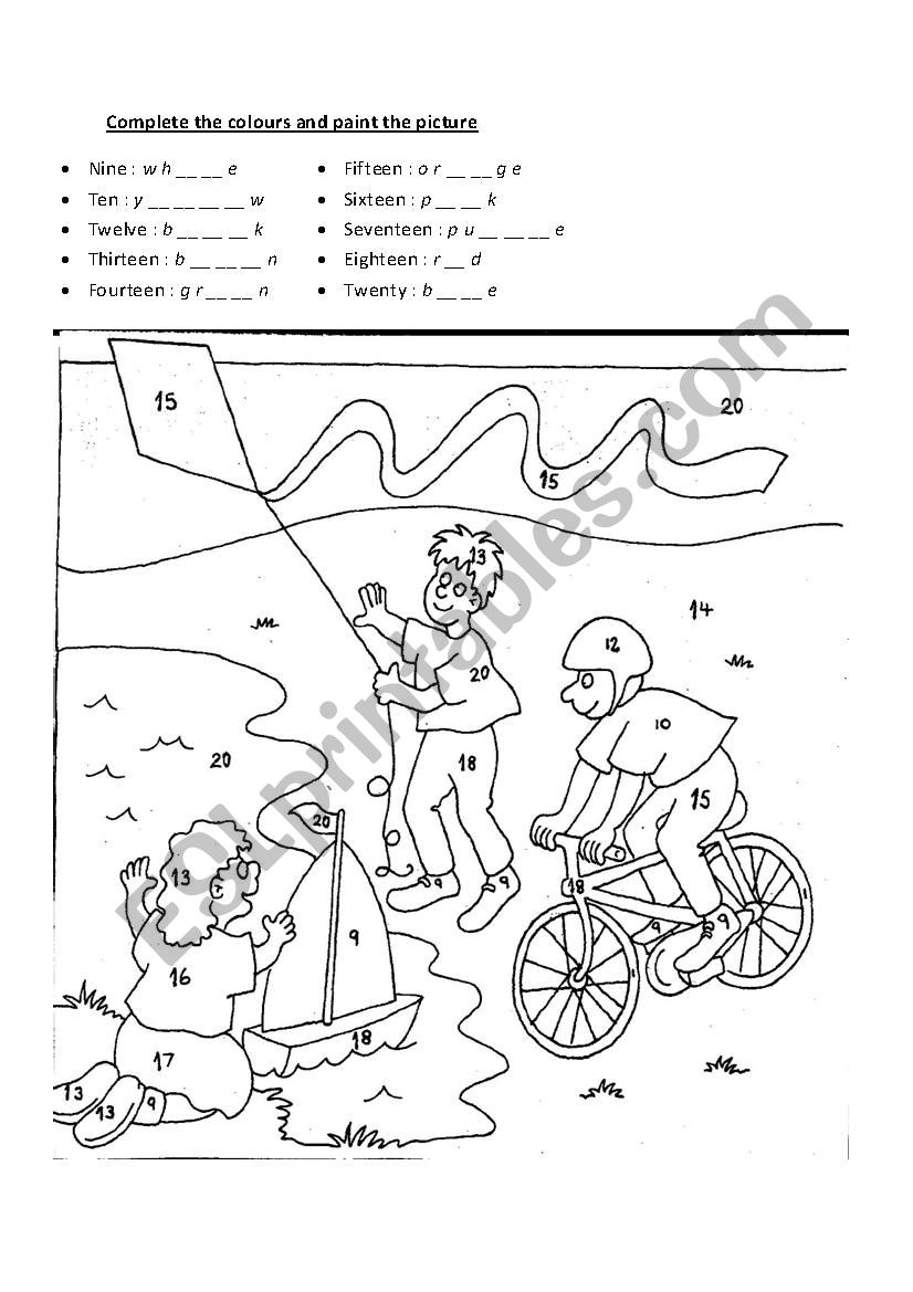 Numbers & Colours worksheet