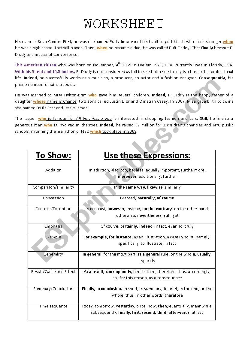 Puff Daddys ID CARD 3/3 worksheet