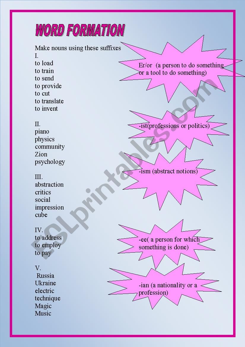 WORD FONRMATIO worksheet