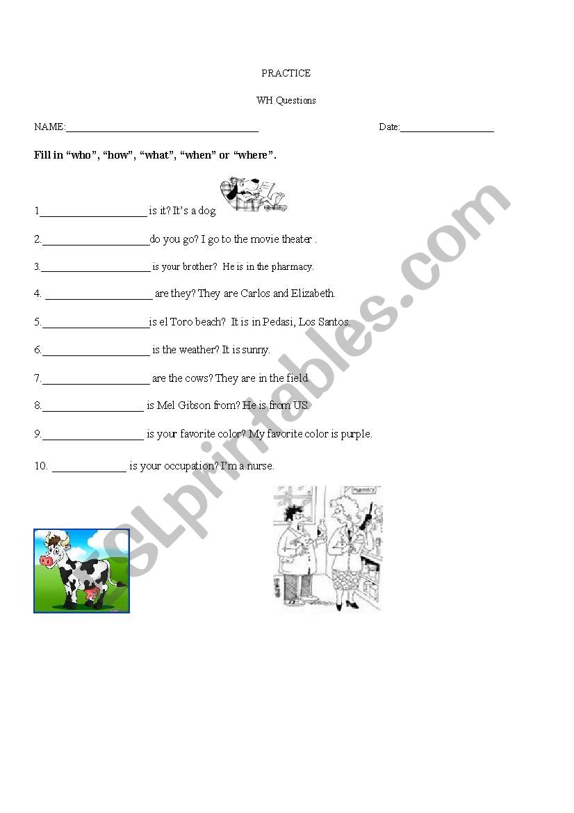 Wh Questions worksheet